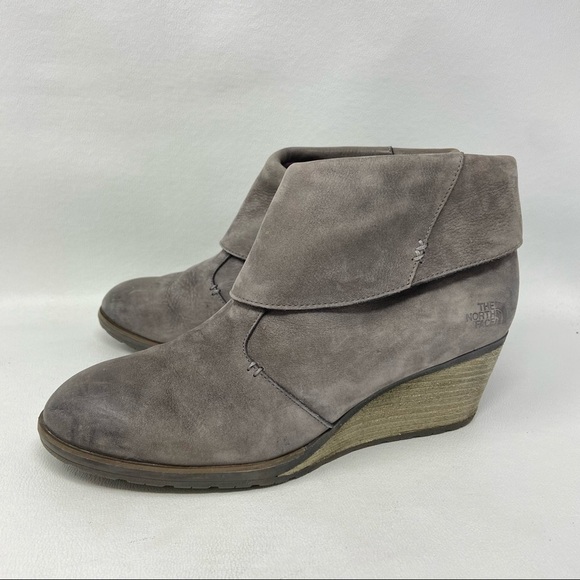 The North Face Bridgeton Ankle Bootie Wedge Women's 11 Toupe Leather Suede - Picture 1 of 13